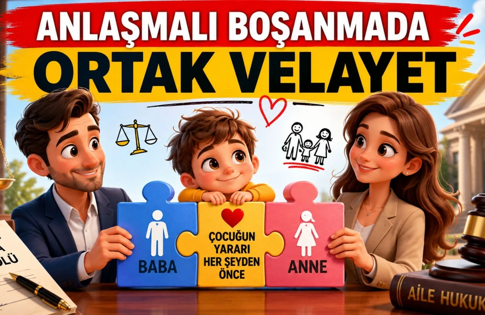 Anlaşmalı boşanma davasında ortak velayet sürecini temsil eden avukat ve müvekkil görüşmesi