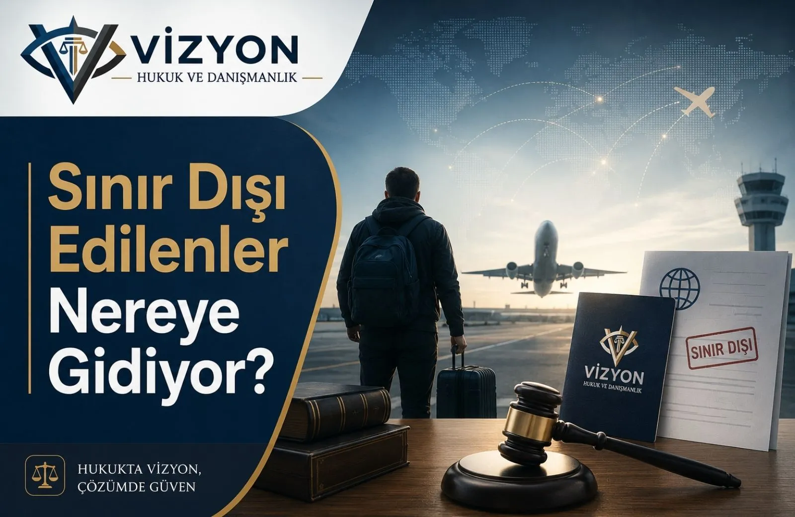 Bir mahkeme tokmağı ve arkasında bulanık duran bir adliye binası görseli.
